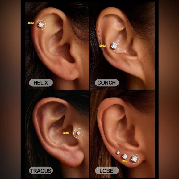 3 Pairs Certified Moissanite Solid 925 Sterling Silver Star Screw Back Earrings - Picture 7 of 16